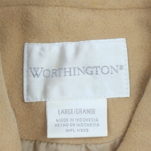 Worthington Women’s Beige Wool Blend Long Overcoat L