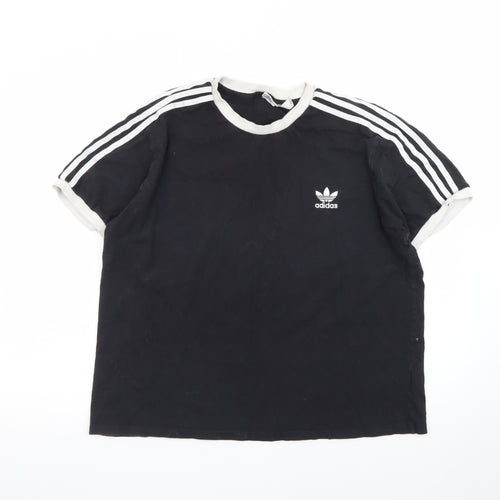 Adidas Womens Black Ringer T-Shirt XL Short Sleeve Crew Neck