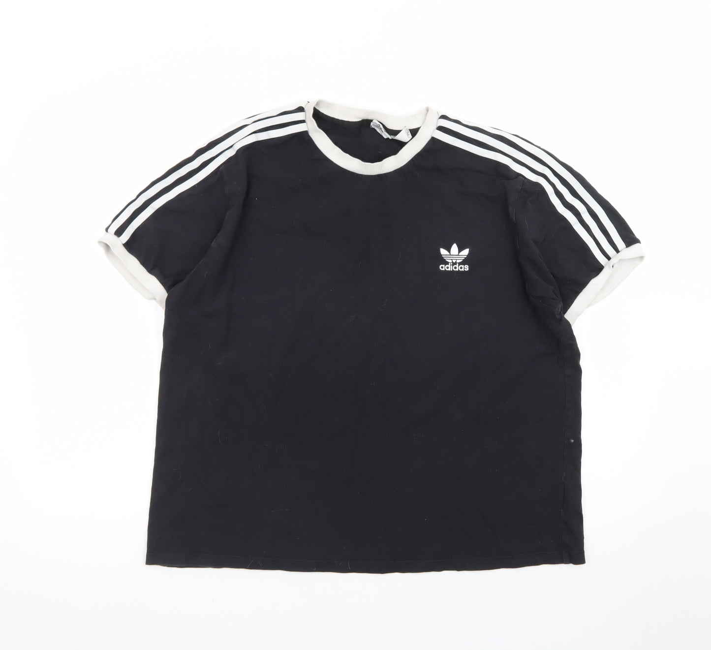 Adidas Womens Black Ringer T-Shirt XL Short Sleeve Crew Neck
