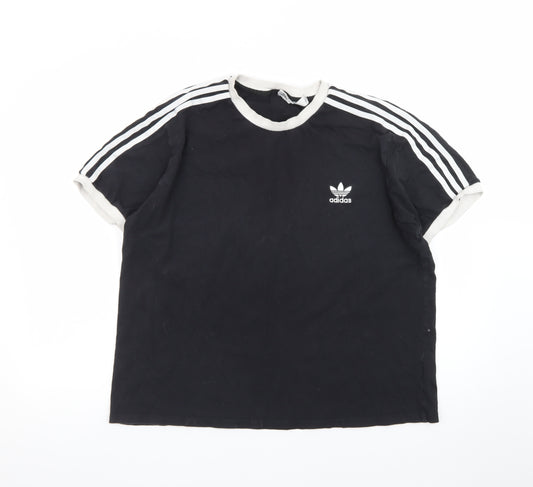 Adidas Womens Black Ringer T-Shirt XL Short Sleeve Crew Neck