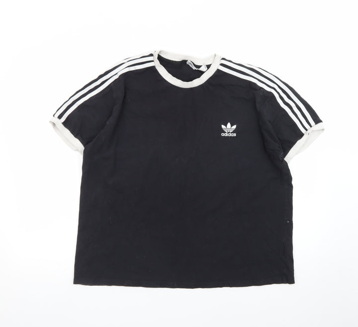 Adidas Womens Black Ringer T-Shirt XL Short Sleeve Crew Neck