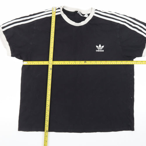 Adidas Womens Black Ringer T-Shirt XL Short Sleeve Crew Neck