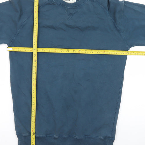 DNM73 LIMITED Men's Blue Small Crew Neck Long Sleeve T-Shirt
