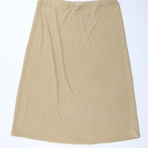 Marks and Spencer Women's Beige A-Line Cashmere Knit Midi Skirt Size 20