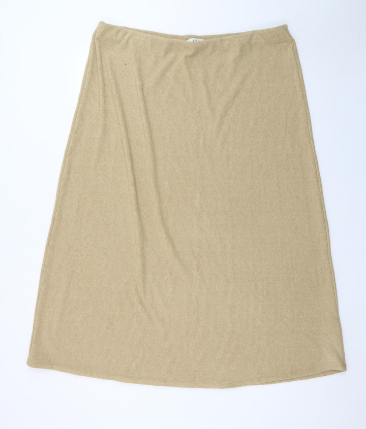 Marks and Spencer Women's Beige A-Line Cashmere Knit Midi Skirt Size 20