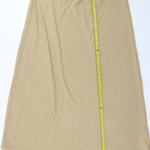 Marks and Spencer Women's Beige A-Line Cashmere Knit Midi Skirt Size 20