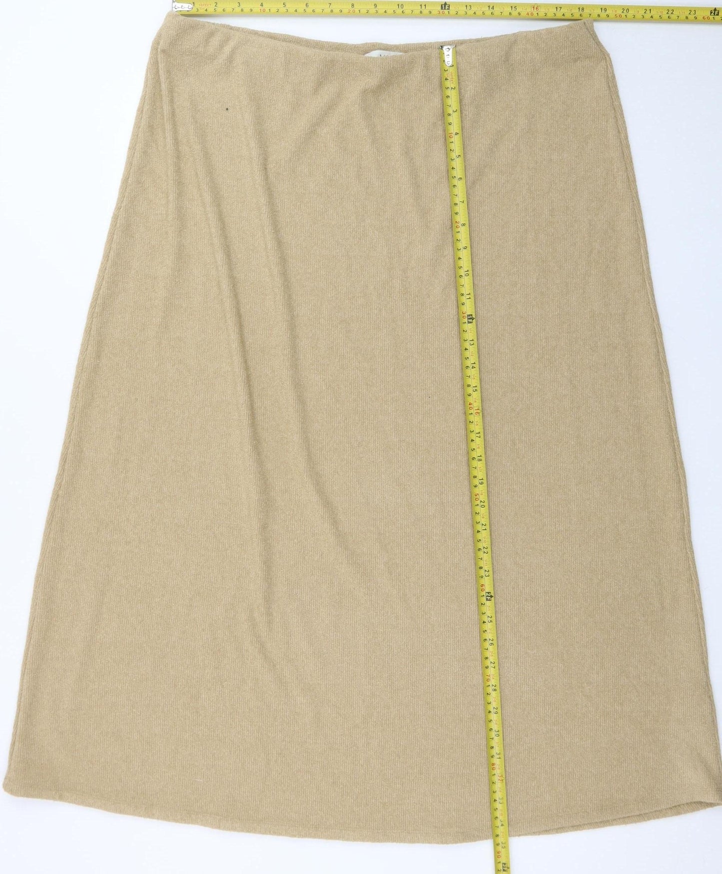 Marks and Spencer Women's Beige A-Line Cashmere Knit Midi Skirt Size 20