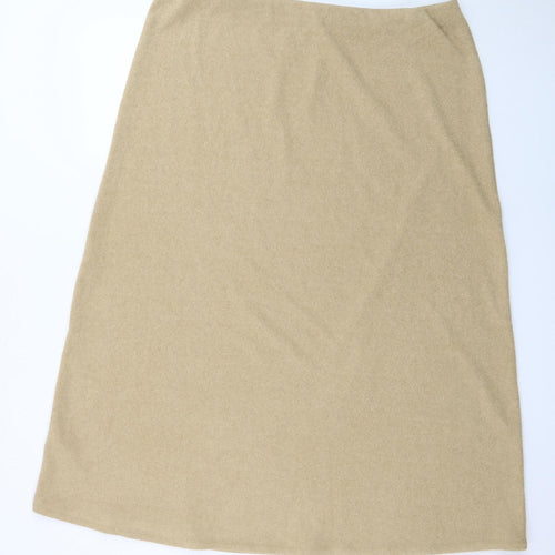 Marks and Spencer Women's Beige A-Line Cashmere Knit Midi Skirt Size 20