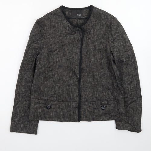 Next Women Black Linen Blend Cropped Jacket Size 8 Classic Style