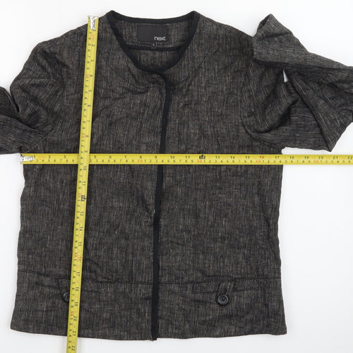 Next Women Black Linen Blend Cropped Jacket Size 8 Classic Style