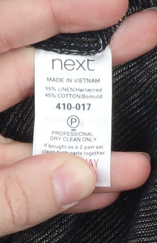 Next Women Black Linen Blend Cropped Jacket Size 8 Classic Style
