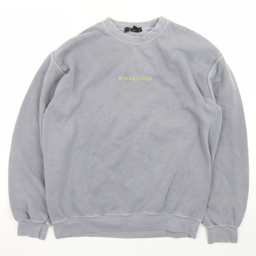 Missguided Women's Grey Small Pullover Sweatshirt Casual Cotton Blend