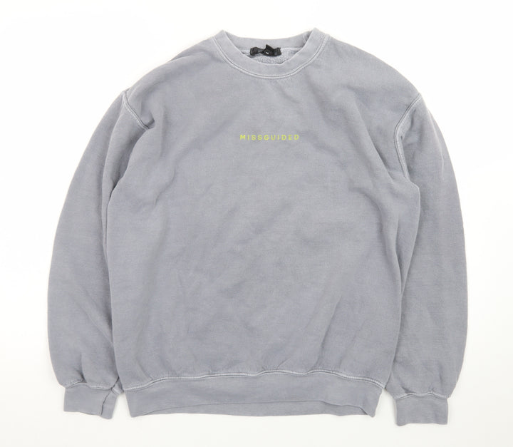 Missguided Women's Grey Small Pullover Sweatshirt Casual Cotton Blend