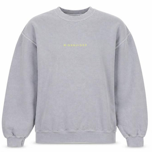 Missguided Women's Grey Small Pullover Sweatshirt Casual Cotton Blend