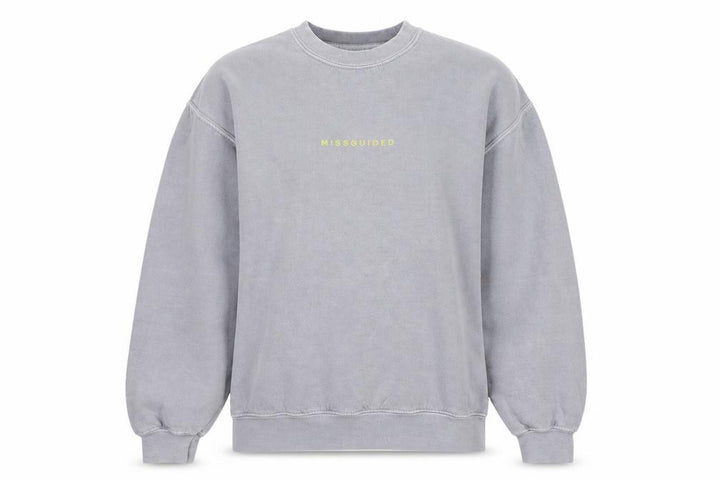 Missguided Women's Grey Small Pullover Sweatshirt Casual Cotton Blend