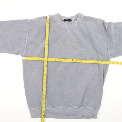 Missguided Women's Grey Small Pullover Sweatshirt Casual Cotton Blend