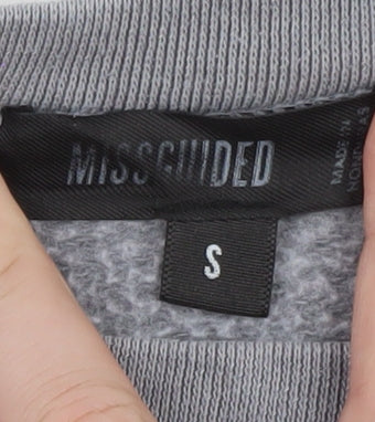 Missguided Women's Grey Small Pullover Sweatshirt Casual Cotton Blend