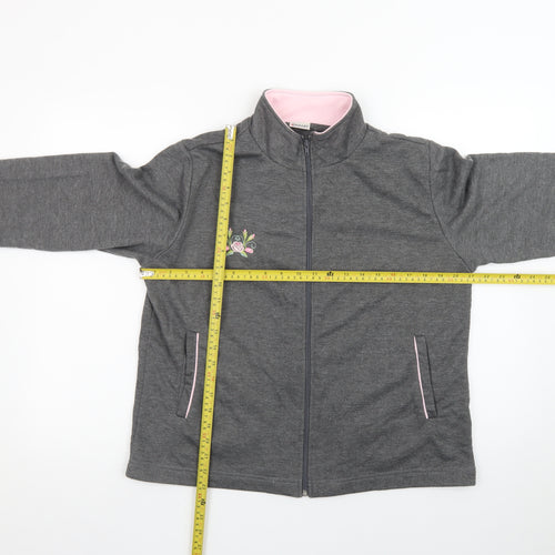 Damart Womens Grey Embroidered Fleece Jacket Size 14/16