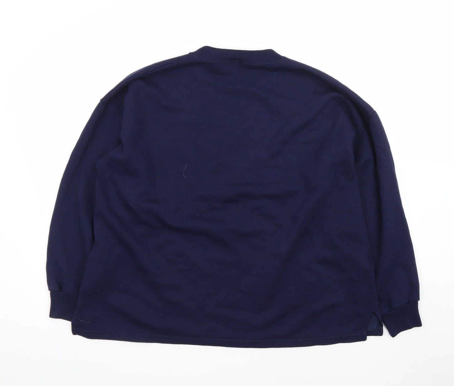 Acorn Leisure Women's Navy Blue Embroidered Pullover Sweatshirt L/XL