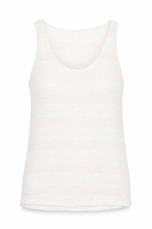 Front view of Topshop Women White Knit Tank Top, size 12, Sleeveless Summer Casual