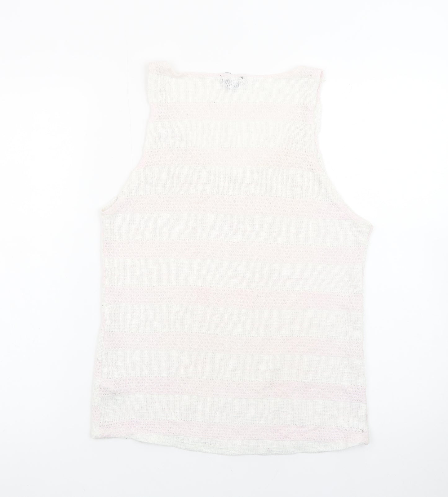 Topshop Women White Knit Tank Top Size 12 Sleeveless Summer Casual