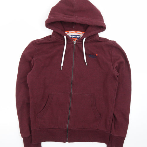 Superdry Men's Red Full Zip Hoodie M Regular Fit Fleece