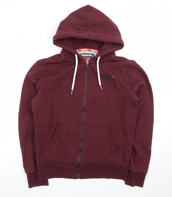 Superdry Men's Red Full Zip Hoodie M Regular Fit Fleece