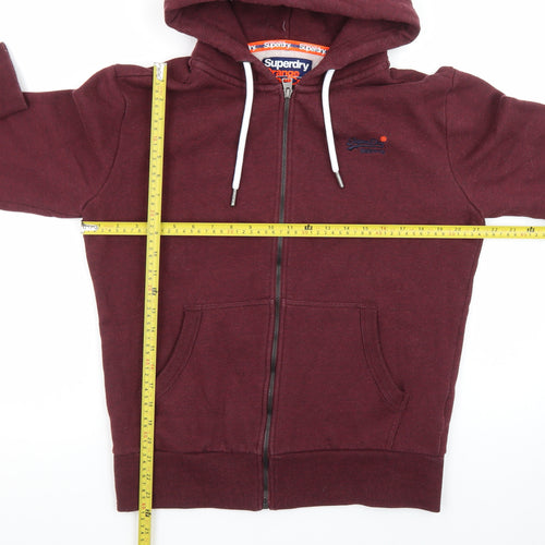 Superdry Men's Red Full Zip Hoodie M Regular Fit Fleece