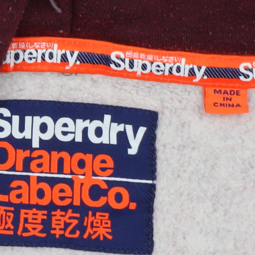 Superdry Men's Red Full Zip Hoodie M Regular Fit Fleece
