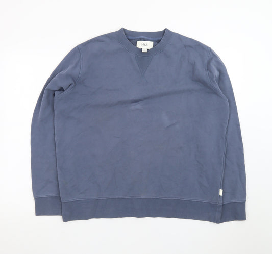 Marks and Spencer Men's Blue L Pullover Sweatshirt Crew Neck Cotton