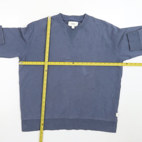 Marks and Spencer Men's Blue L Pullover Sweatshirt Crew Neck Cotton