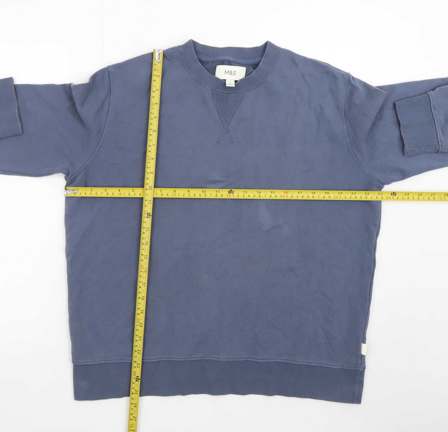 Marks and Spencer Men's Blue L Pullover Sweatshirt Crew Neck Cotton