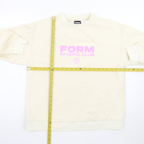 FORM Womens Beige Sweatshirt Size 8 Pullover Crew Neck Sports Club