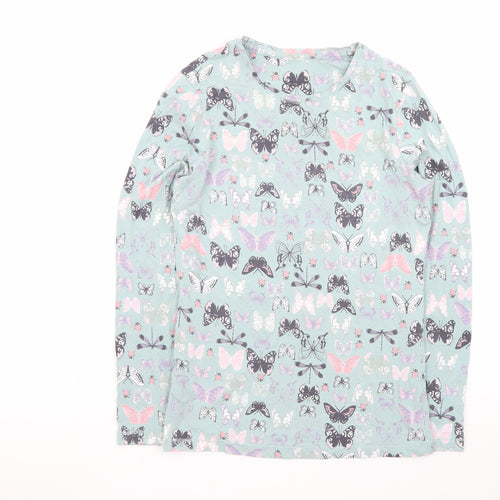 Tu Women’s Blue Butterfly Print Long Sleeve Cotton Modal T-Shirt Size 12