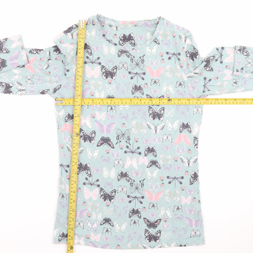 Tu Women’s Blue Butterfly Print Long Sleeve Cotton Modal T-Shirt Size 12
