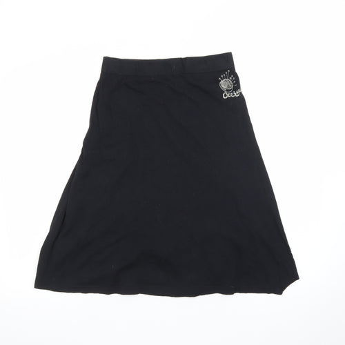 Desigual Womens Black A-Line Embroidered Art Skirt Size M