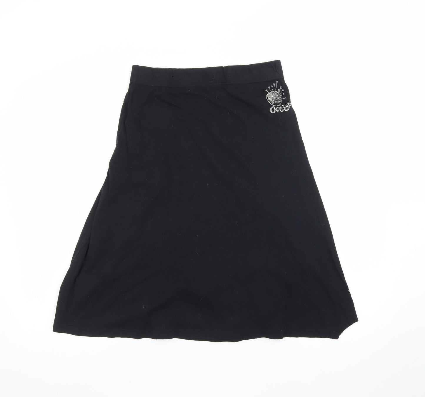 Desigual Womens Black A-Line Embroidered Art Skirt Size M
