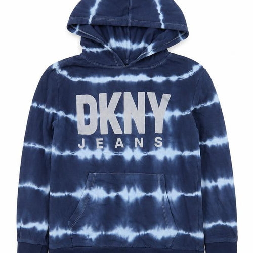 DKNY Boys Blue Tie-Dye Pullover Hoodie 8 Years 100% Cotton Casual