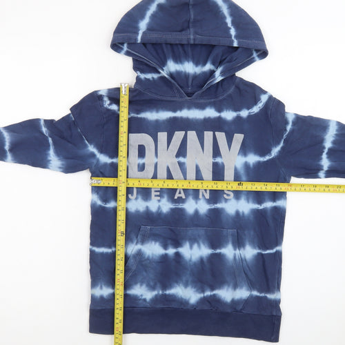 DKNY Boys Blue Tie-Dye Pullover Hoodie 8 Years 100% Cotton Casual