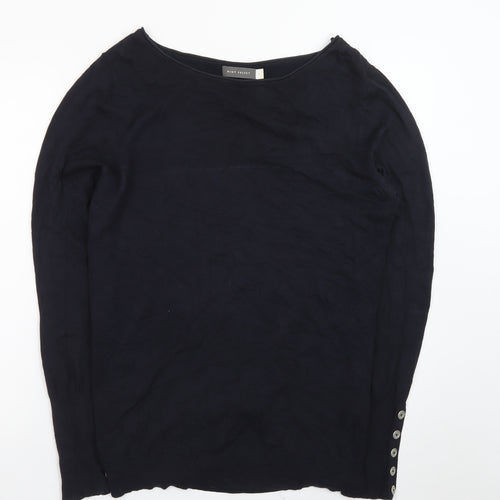 Mint Velvet Women's Black Size 12 Long Sleeve Boat Neck Zip Back Jumper