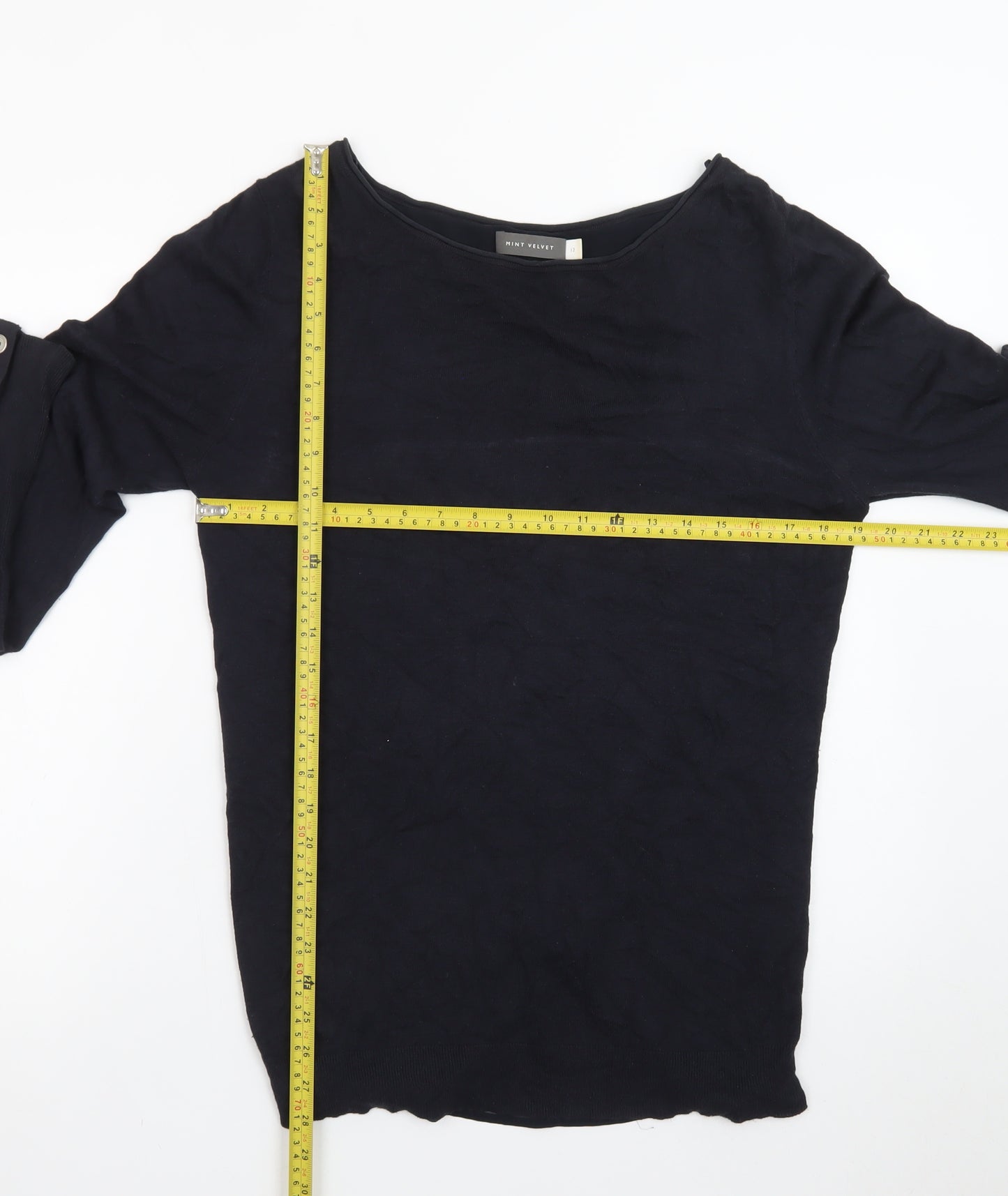 Mint Velvet Women's Black Size 12 Long Sleeve Boat Neck Zip Back Jumper