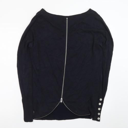 Mint Velvet Women's Black Size 12 Long Sleeve Boat Neck Zip Back Jumper