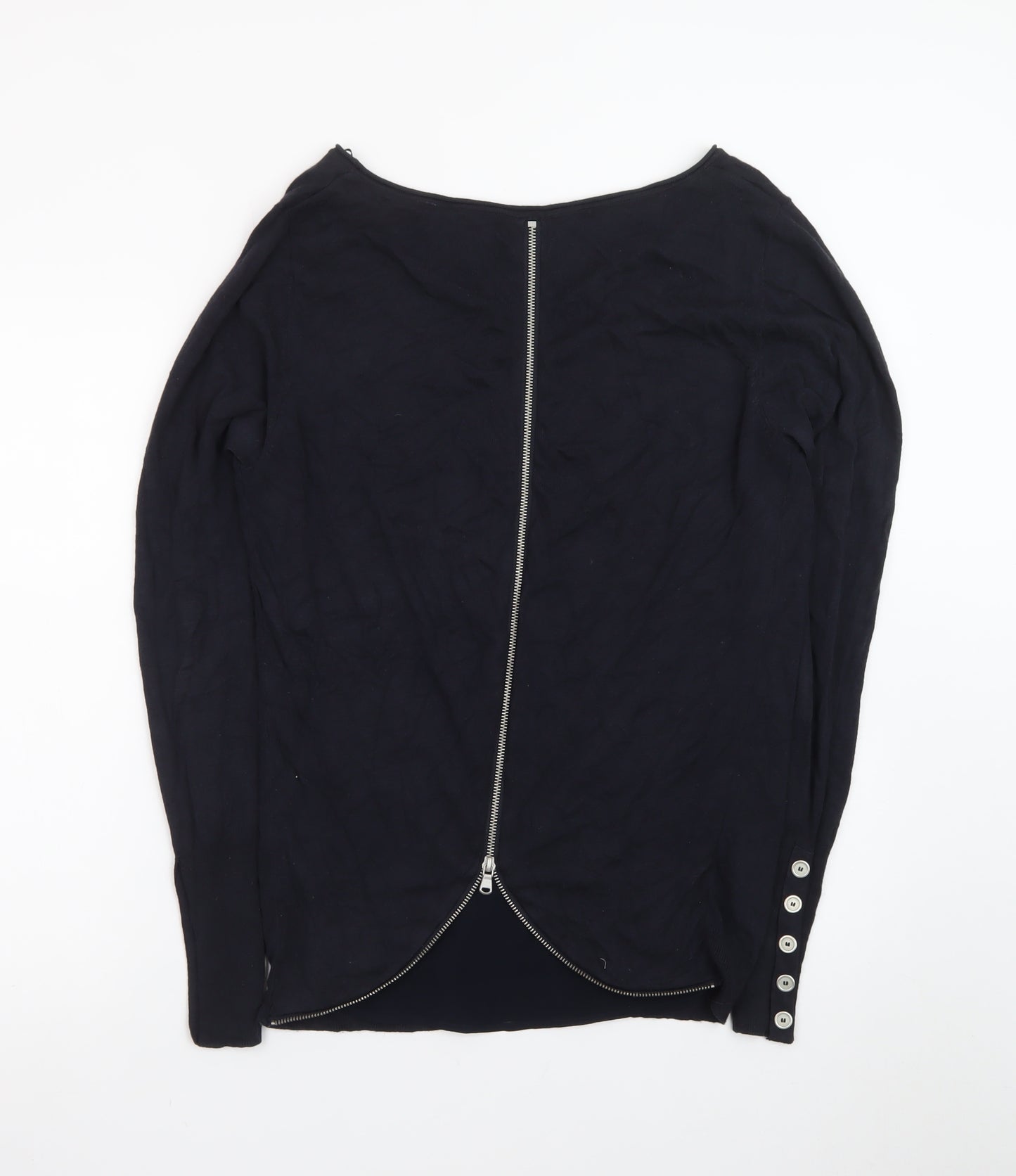 Mint Velvet Women's Black Size 12 Long Sleeve Boat Neck Zip Back Jumper