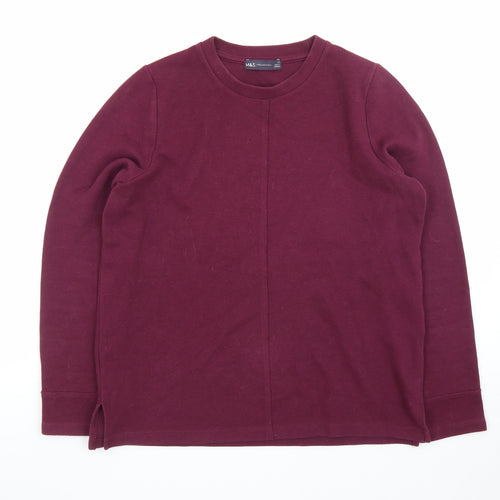 Marks and Spencer Men's Purple Cotton Crew Neck Jumper M