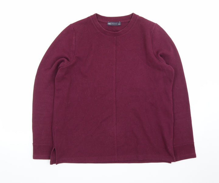 Marks and Spencer Men's Purple Cotton Crew Neck Jumper M