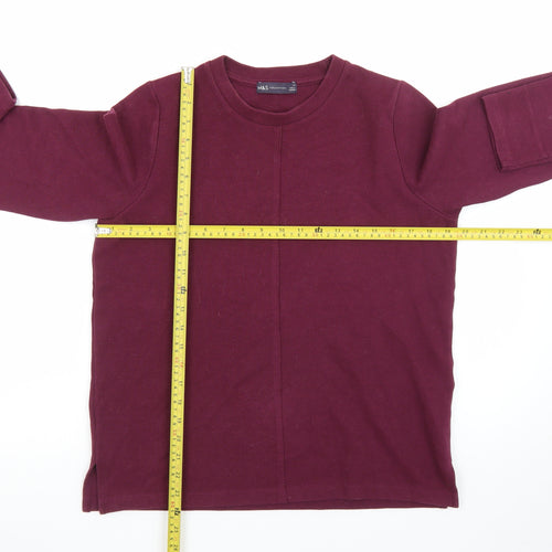 Marks and Spencer Men's Purple Cotton Crew Neck Jumper M