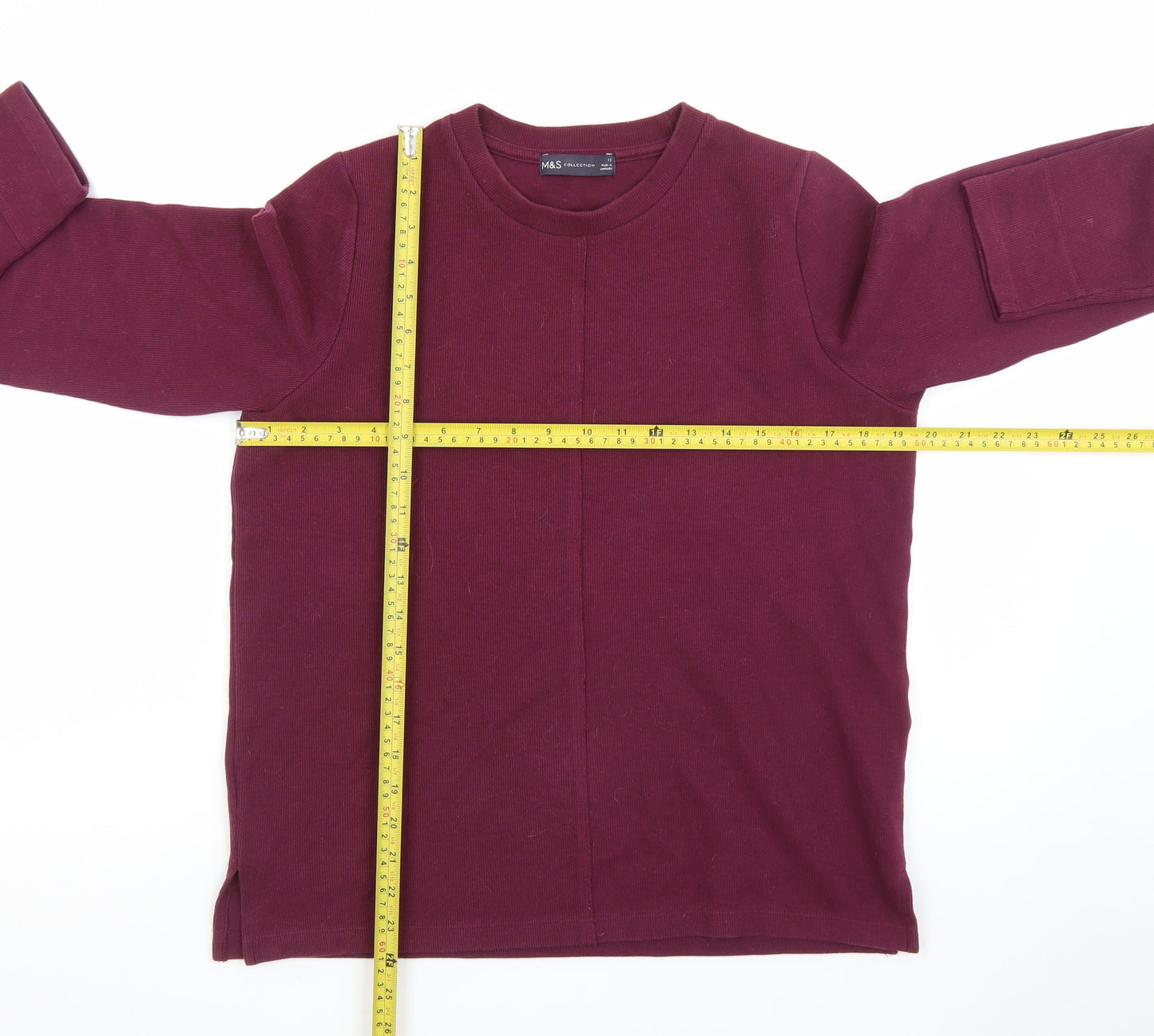 Marks and Spencer Men's Purple Cotton Crew Neck Jumper M