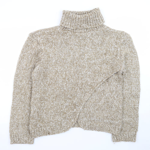 Dorothy Perkins Womens Beige Roll Neck Chunky Knit Jumper Size M