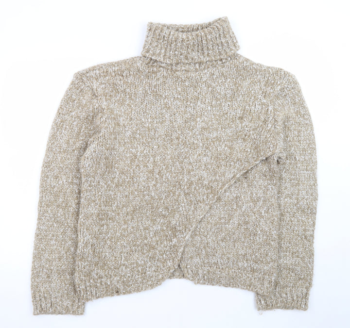 Dorothy Perkins Womens Beige Roll Neck Chunky Knit Jumper Size M