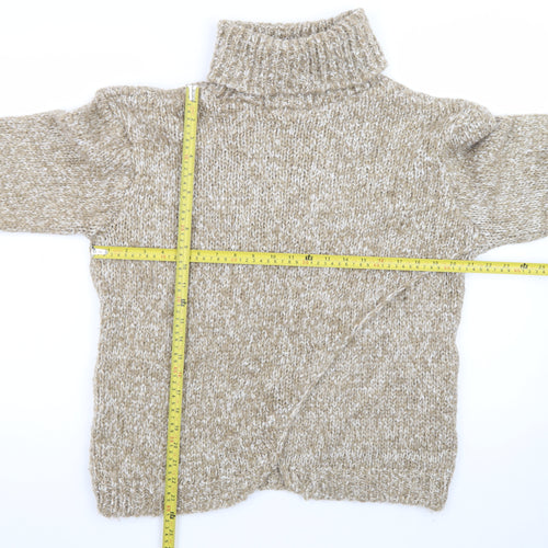 Dorothy Perkins Womens Beige Roll Neck Chunky Knit Jumper Size M